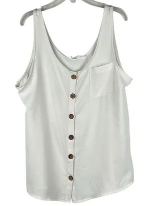 Diosun White Button Down Tank Top Medium thumbnail 1