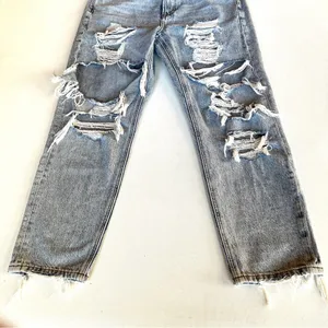 Mom Destroyed High Rise Denim Jeans thumbnail 4