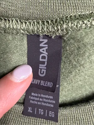 Gildan Military Green Sweatshirt with Pink Lip Camo Graphic thumbnail 2