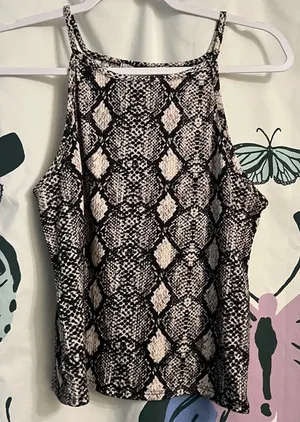Caution to the Wind High neck snake print tank thumbnail 1