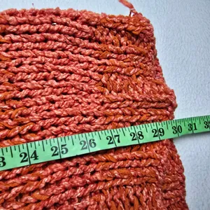 Free People Chunky‎ Knit Tunic Sweater Orange Red Marled V-Neck Oversized Small thumbnail 8