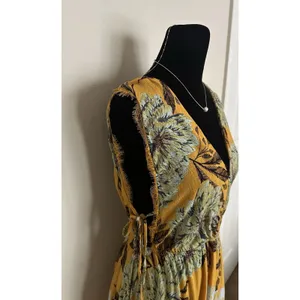 Free People "Marnie" Golden Yellow Floral Short Dress Size S Rayon Boho Floral. thumbnail 5