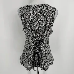Anthropologie Vanessa‎ Virginia Top Large Black Floral Corset Back Cottagecore thumbnail 6