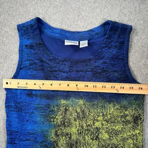 Chicos Colorful Tank Top Women's 1/Medium Blue Green Slightly Sheer thumbnail 5