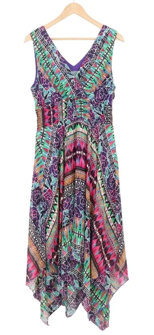 Rabbit Rabbit Rabbit Designs Purple Mixed Print Smocked Handkerchief Dress 12 thumbnail 1