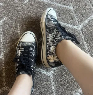 Women’s Converse All Star Tennis Shoes Silver Black Skater FAIR CONDITION thumbnail 1