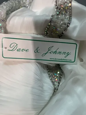 Dave & Johnny White Beaded V-Neck Long Formal Dress thumbnail 9