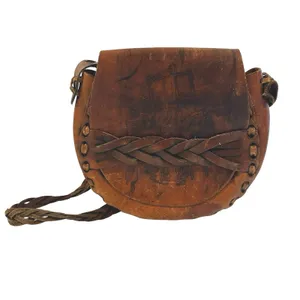 Vintage Boho Coastal Cowgirl Leather Hand Tooled Saddle Bag With Braided Strap thumbnail 3