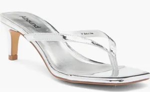 Abound Tina Kitten Heel Sandal Size 6 Silver‎ Open Square Toe thumbnail 1