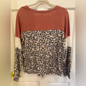 Jolt Rust and Leopard Print Top thumbnail 3
