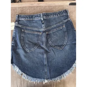 Free People We The Free Bailey Denim Mini Skirt Blue Fray Asymmetric Hem 28 NWT thumbnail 5