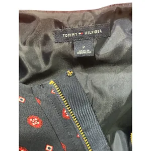 Tommy Hilfiger Navy Blue Red Geometric Floral Front Zip Fit Flare Dress Size 2 thumbnail 5