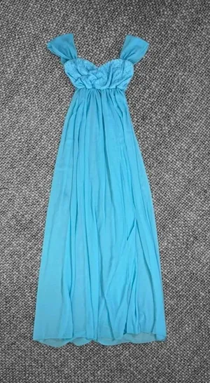Light Blue Lace Chiffon Off‑Shoulder Gown Size XL thumbnail 1