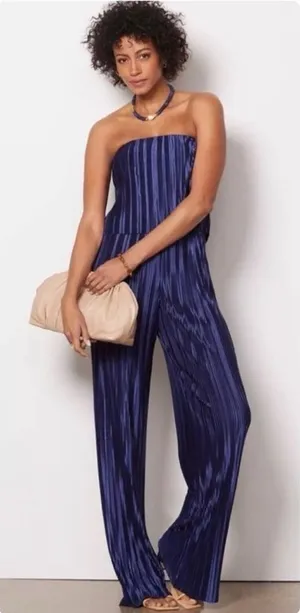 Amanda Uprichard New New York XSElegant Navy Blue Strapless Jumpsuit thumbnail 1