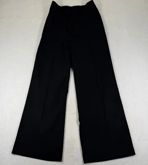Uniqlo Womens Wide Leg Pintuck Pants Black High Rise Elastic Waist Size M thumbnail 1