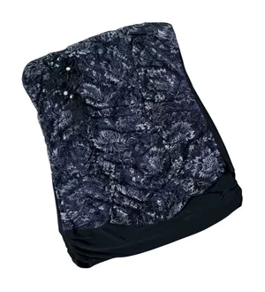 Studio Y Metallic Floral Lace Tube Top Womens S Purple Silver Ruched Beaded Y2K thumbnail 1