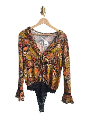 Free People Heat Wave Floral Lace Bodysuit Midnight Combo Size Small NWT thumbnail 2