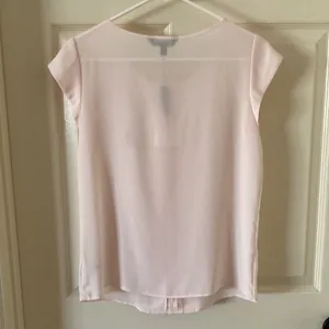 EXPRESS Blouse Work Top Pale Pink Size XS Notch Pleat Business Formal Shirt NWT thumbnail 6