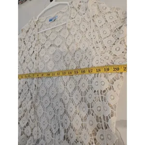 Rebellion Again Crochet Fringe Kimono Duster Cardigan Cream Ivory Women Size S thumbnail 8