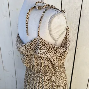 Shein‎ Dress Large Leopard Print Ruffle Tiered Midi Tie Strap Boho thumbnail 6