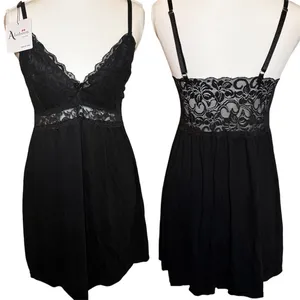 Ababoon Black Lace V-Neck Chemise Slip Dress NWT Medium thumbnail 2