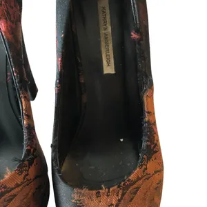 Kathryn Amberleigh Platform Pumps Heels Jacquard Black Brown 6.5 thumbnail 4