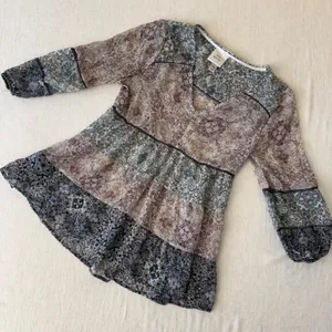 Knox Rose Patchwork‎ Paisley Boho Peplum Blouse XS Cottagecore Top thumbnail 8