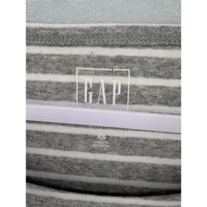 Gap Womens Top Gray White Striped Ribbed Scoop Neck Long Sleeve XS thumbnail 4