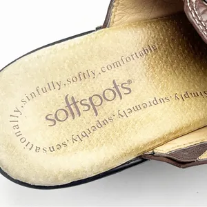 SOFTSPOTS Brown Soft Leather Lace Detail Slip On Mules Size 9.5W thumbnail 4