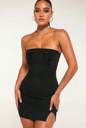 mini black denim dress Size M thumbnail 1