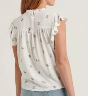Lucky Brand floral mixed media blouse size small thumbnail 3