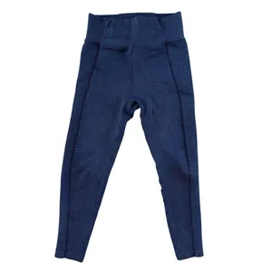 Aerie‎ OFFLINE Leggings Medium M Navy Blue Denim Wash Seamless Ribbed High Rise thumbnail 2