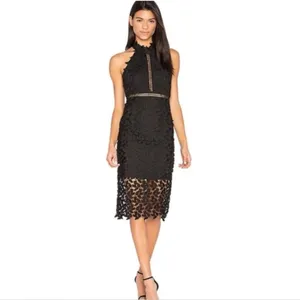Bardot Lace Midi Dress Womens 4 XS‎ Black High Neck Floral Cocktail thumbnail 4