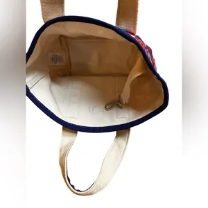 Lands' End Navy W/ Red Paisley Open Top Mini Boat Tote Bag Canvas thumbnail 6