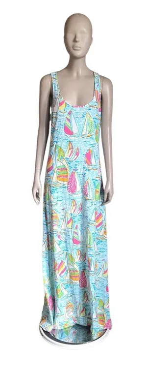 Lilly Pulitzer Blue Sail Boat Maxi Dress thumbnail 1