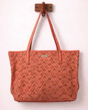 Kate Spade Coral Woven Tote Bag – Large Summer Shoulder Bag thumbnail 1