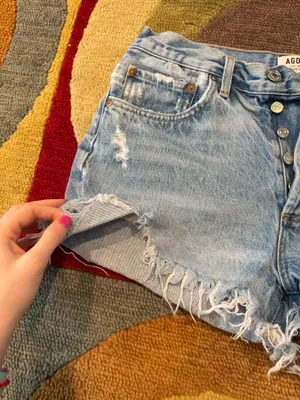 AGOLDE Parker Distressed Denim Jean Shorts Light Wash Very Deep Cuts Frayed 27 thumbnail 2