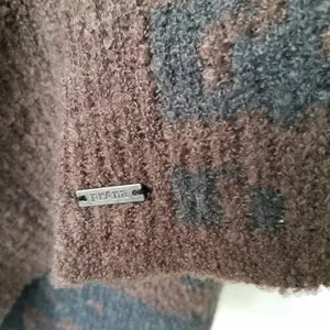 PrAna Open Front Waterfall Cardigan Sweater Brown Gray Geometric Pattern Size M thumbnail 4