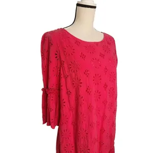 Anthropologie Coral Eyelet Dress Size 8 thumbnail 4