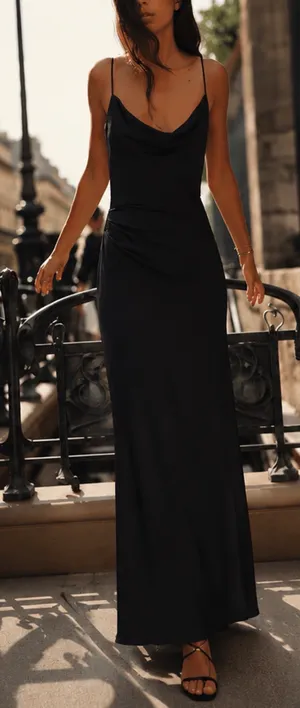 Zara Black Cowl Neck Bodycon Slip Evening Dress Womens Size S thumbnail 1