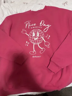 Gildan Pink crewneck sweatshirt disco ball thumbnail 1