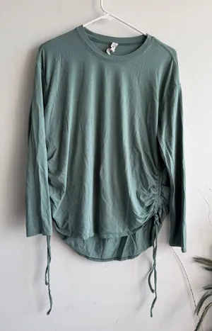 Lululemon All‎ Yours Cinch Long Sleeve Shirt Tidewater Teal Green Size 6 flaw thumbnail 1
