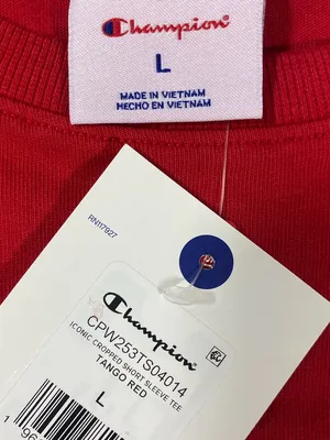 Champion Cropped Tee L Red Logo Graphic Athletic Short Sleeve Shirt thumbnail 7