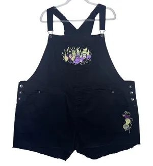Disney Villains Black Embroidered Shortalls Overalls 4X Plus Size Poison Apple thumbnail 1