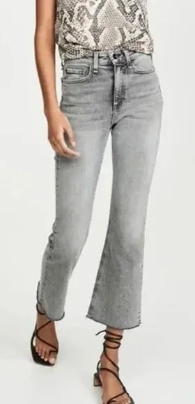 Rag & Bone Nina High-Rise Ankle‎ Flare Jeans in Broderick Size 25 thumbnail 1