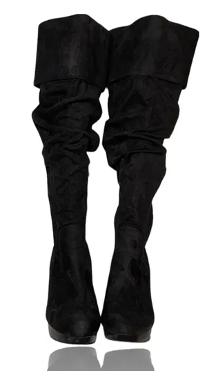 Black Knee High Heel Boots Size 7.5 thumbnail 2
