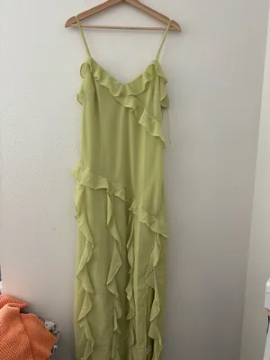 American Eagle maxi dress ruffles in green new nwt thumbnail 2