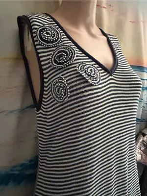Skye’s The Limit Women’s Striped V-Neck Sleeveless Dress Petite LG NWT thumbnail 5