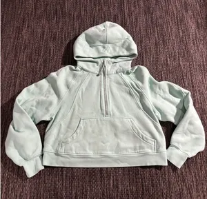 Lululemon Scuba Oversized Half Zip Hoodie Wild Mint Light Cotton Terry Size M/L thumbnail 1