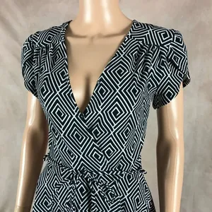 SMAK PARLOUR Black/White Geometric Faux Wrap Dress SMALL thumbnail 13